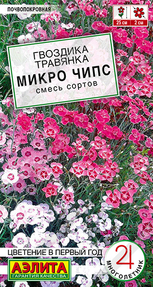 Гвоздика травянка Микро чипс, смесь сортов 0,05г ц/п (Аэлита) Новинка