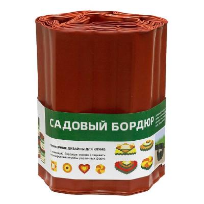 Бордюрная лента Волна 20см*9м кирпичный (СудРТП)