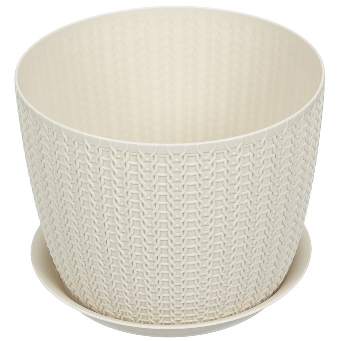 Кашпо Вязание 21 с/п 4,5л белый ротанг М3122 (М Пласт)
