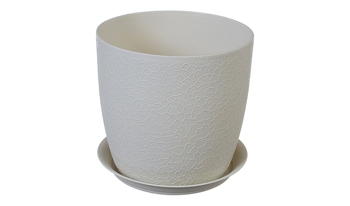 Кашпо Верона 16 с/п 2,3л белый ротанг М3096 (М пласт)