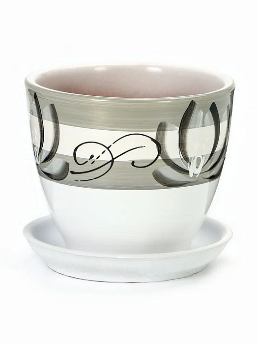 Горшок керамич Лотос белый 1,0л Белорусия