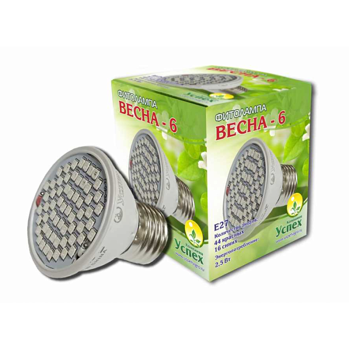 Фитолампа Весна-6W (потребление 2,5W) (Е27) (Успех)