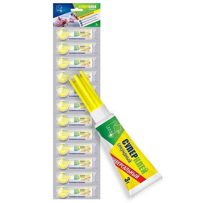 Супер Клей 3г вертикальный блистер (АДМ) 12/12