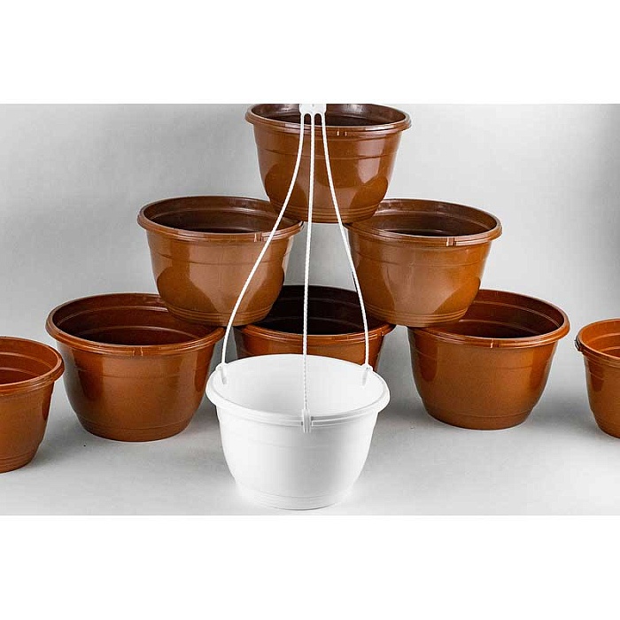 Кашпо подвесное твердое 2,5л коричневый без подвеса (Амина) 2/100