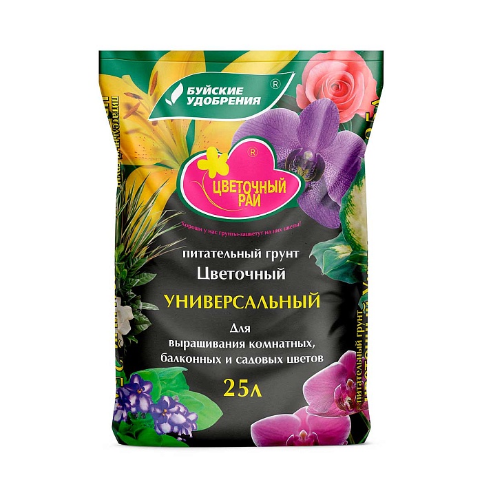 Грунт Цветочный рай Универсальный для цветов 25л (БХЗ) 2/60