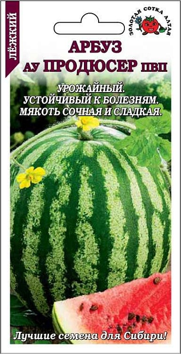 Арбуз Ау Продюсер 0,5г ц/п (З/Сотка) массой 2,5-5,2 кг