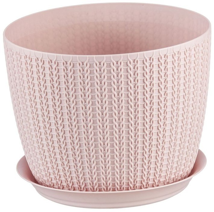 Кашпо Вязание 15,5 с/п чайная роза 1,9л М Пласт 