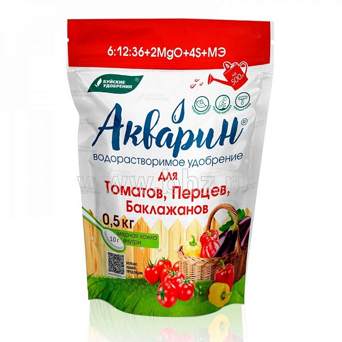 Акварин для Томатов, перцев, баклажанов 0,5кг (дой-пак) (БХЗ) 4/12