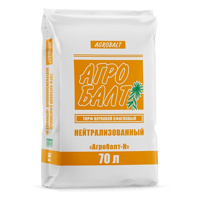 Торф верховой нейтрализованный 70л рН=5,5-6,5 фр.0-20мм (оранжевый) Агробалт 3/45