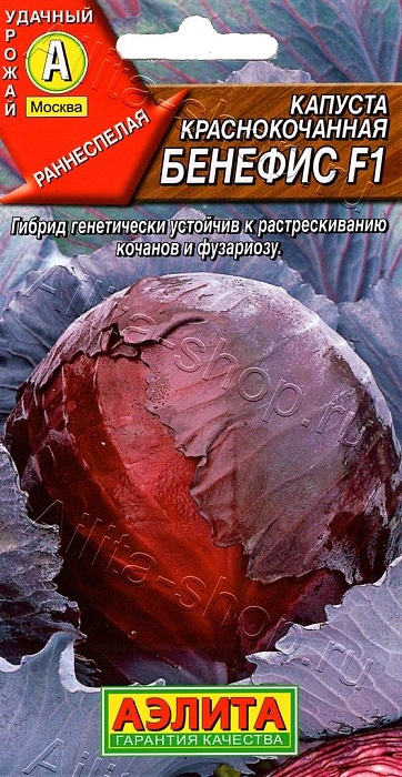 Капуста краснокочанная Бенефис F1 0,1г ц/п (Аэлита) ранняя,масса до 1,7кг