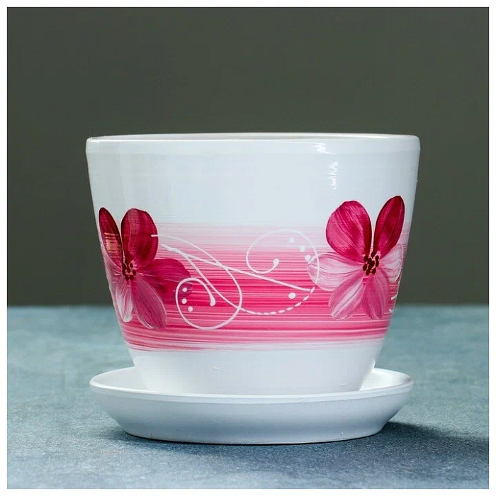 Горшок керамич Орхидея белая 0,4л (Беларусь)