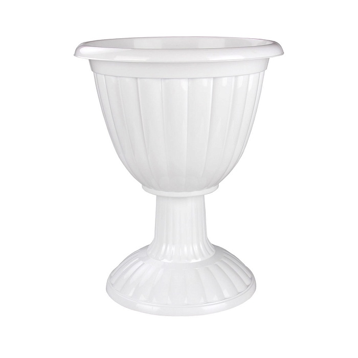 Кашпо Жасмин 12л белый на высокой ножке М1390 (Альтернатива)