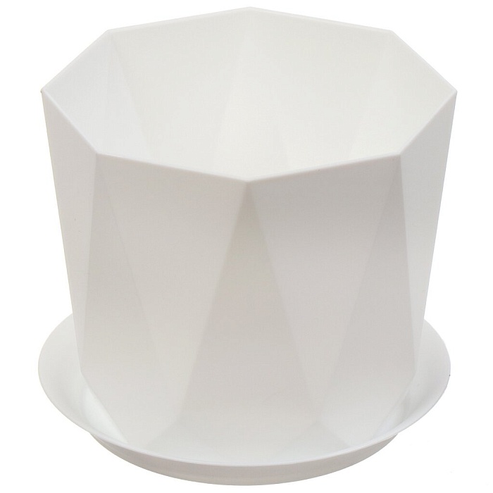 Кашпо Призма 13 с/п 1л белый М3137 (М пласт)