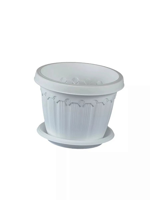 Кашпо Флавия с/п 3л белый (Эльфпласт)